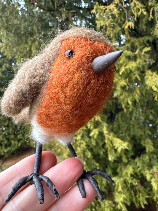 Robin Bird Small Felted Sculture
